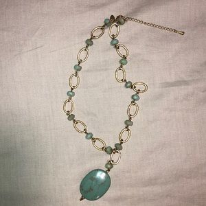 Lia Sophia green beaded gold coloured necklace